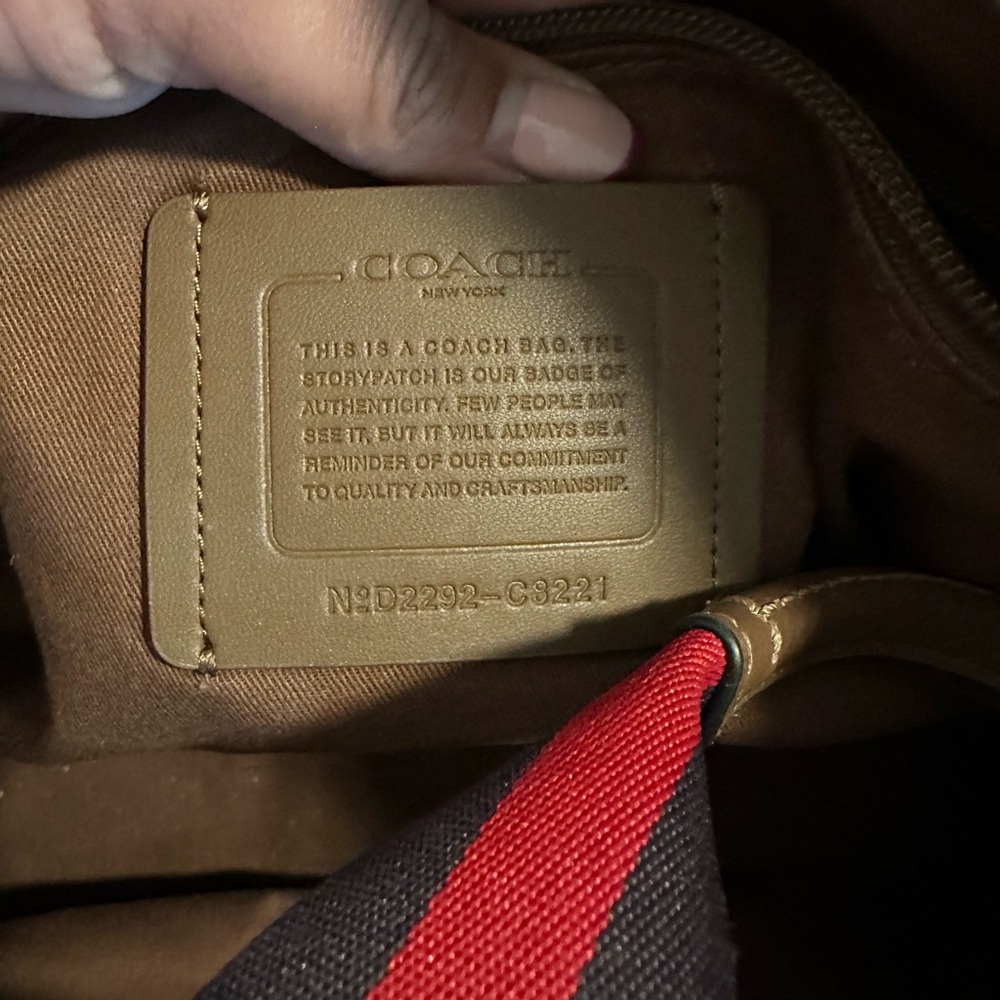 Coach Brown Bag with Red and Black Strap - Picture 3 of 3